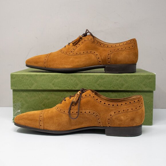 Gucci Brown Suede Kiltie Tassel Cap Toe Brogue Oxfords Size 9 UK / 9.5 US main image 6